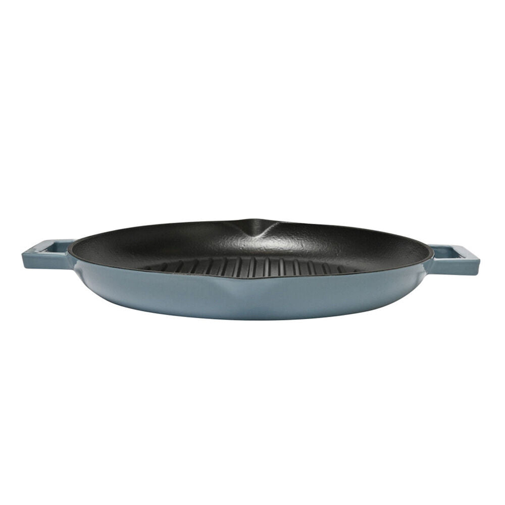 Classica Cast Iron Grill Pan Enamel Coating Cooking Frypan 31cm Sky Blue