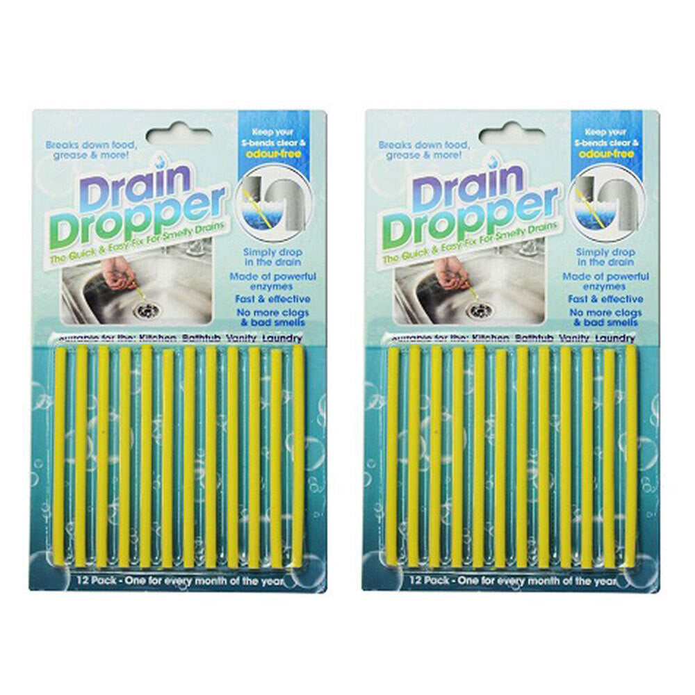 Drain Dropper Cleaner Sink/Pipes Kitchen/Bathroom/Laundry Clogging/Odour (24 Pack)