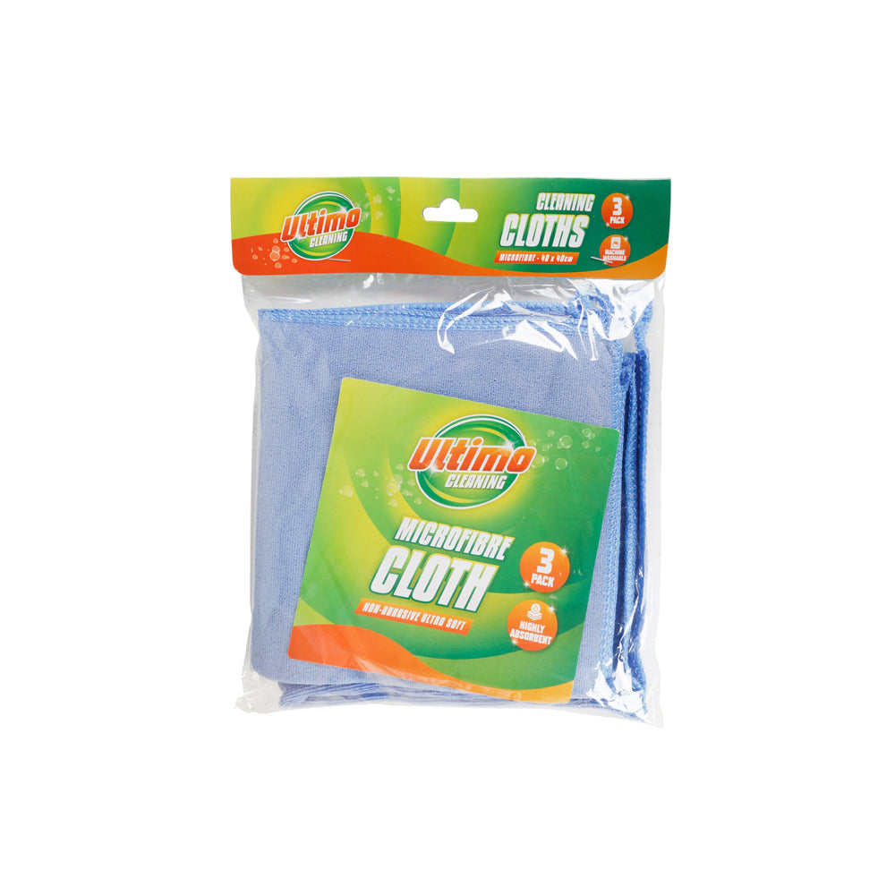 Ultimo Microfibre Universal Cloths Versatile Cleaning Soft Blue 40x40cm (3 Pieces)