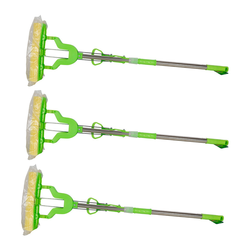 Ultimo Squeeze Sponge Mop Green Heavy Duty Efficient Floor Cleaning 100X20cm (3 Pack)
