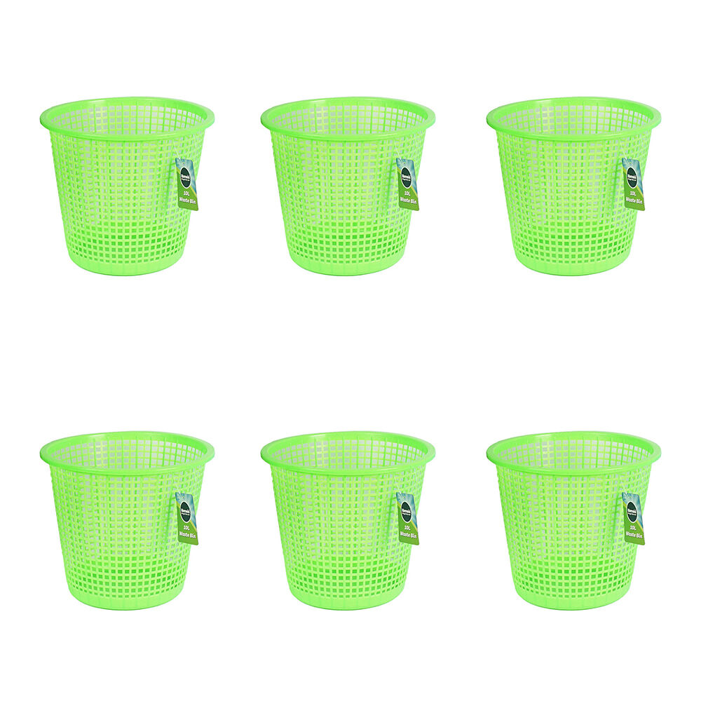 Kemasi Round Open Rubbish Waste Bin Trash Can 10L 23x26cm Assorted (6 Pack)