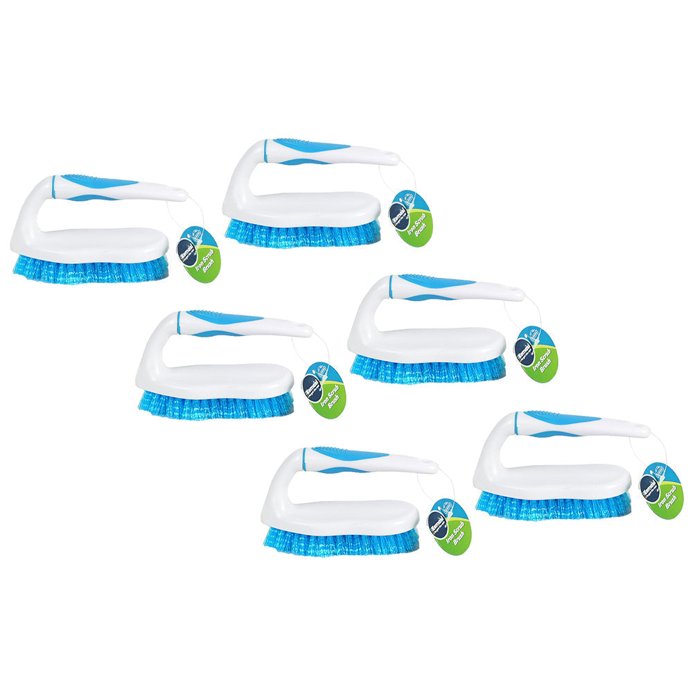 Kemasi Iron Heavy Duty Durable Scrub Brush W/Soft Handle Home Cleaning (6 Pack)