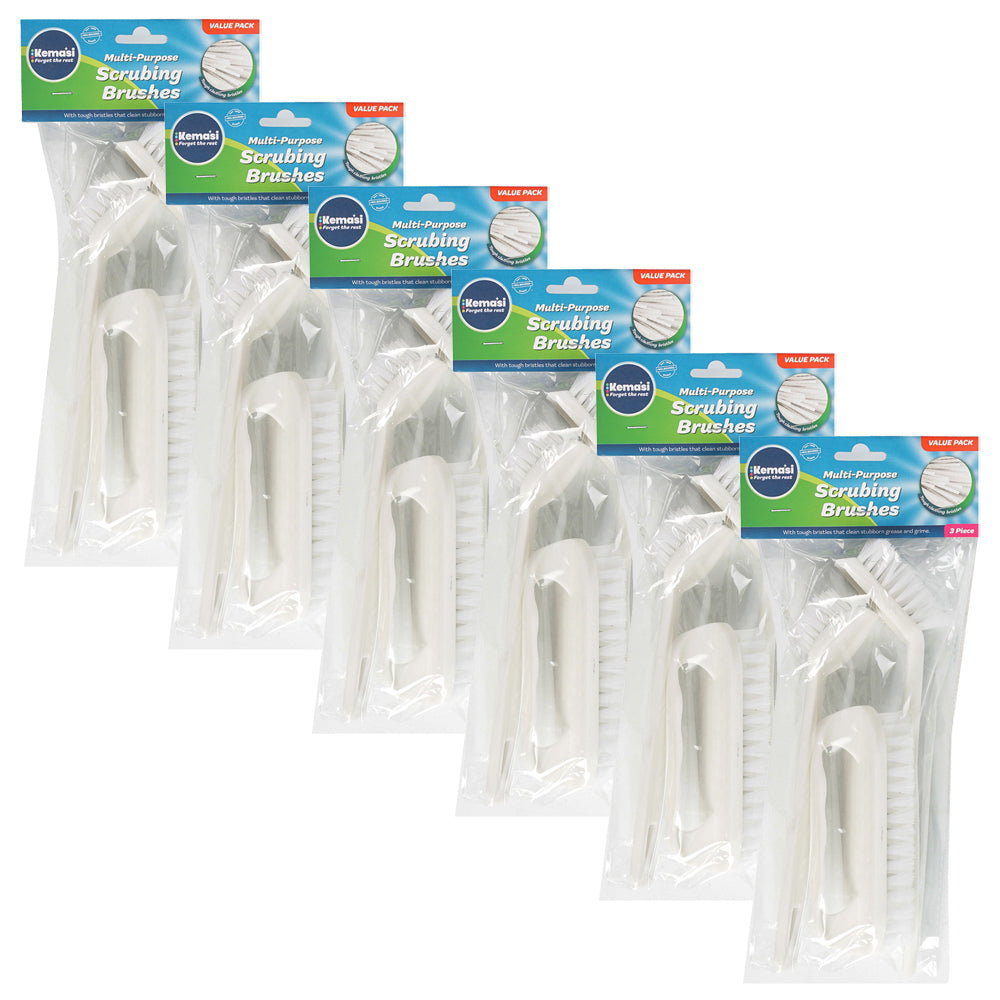 Kemasi 3Pc Set Scrubbing Brushes Home Kitchen Bathroom Cleaning (6 Pack)
