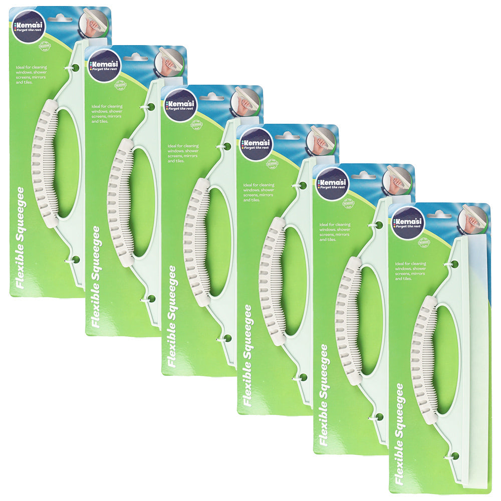 Kemasi Multipurpose Flexible Squeegee Home Kitchen/Bathroom Window Cleaning (6 Pack)