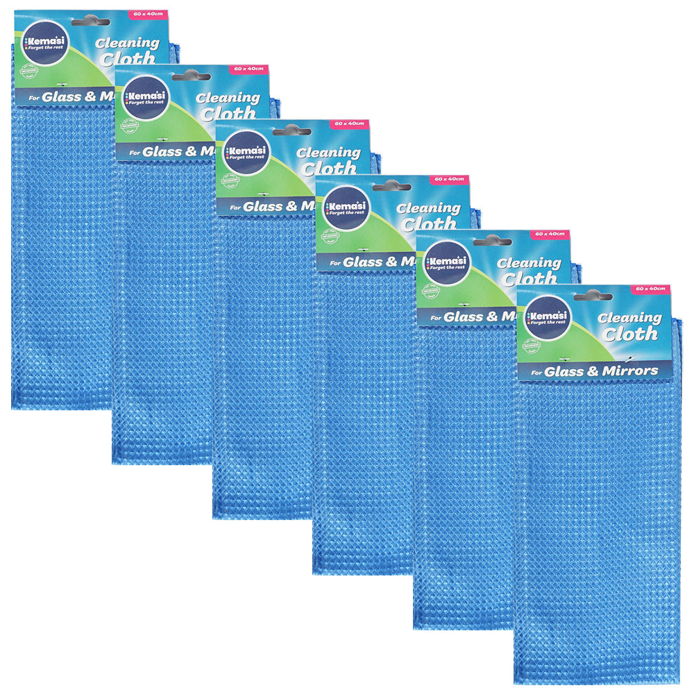 Kemasi Multipurpose Cleaning Cloth Glass & Mirror Home Kitchen/Bathroom (6 Pack)