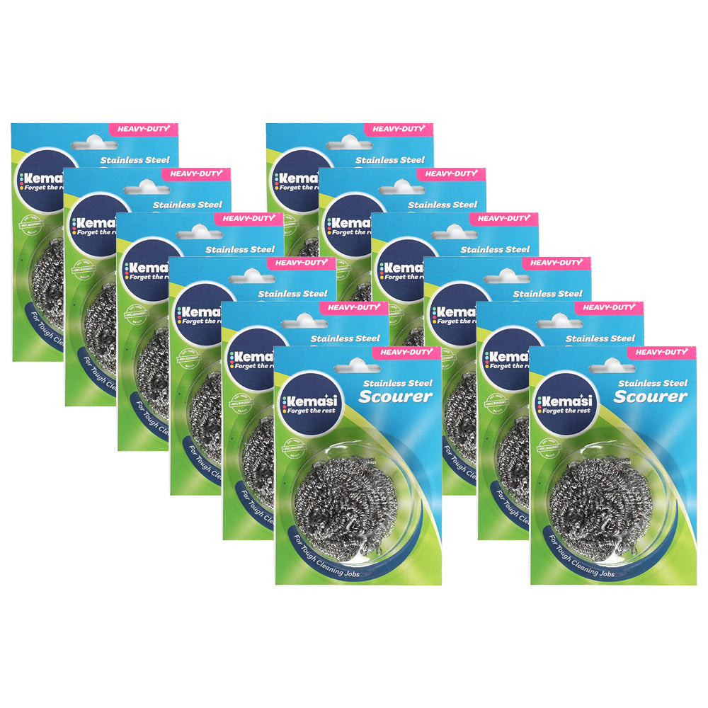 Kemasi Multipurpose Stainless Steel Scourer Kitchen Dishwashing Cleaning (12 Pack)