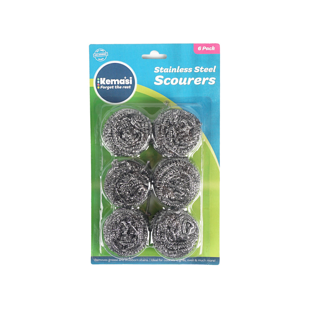 Kemasi Stainless Steel Scourers Home Kitchen Dishwashing Cleaning (6 Pieces) — image 2