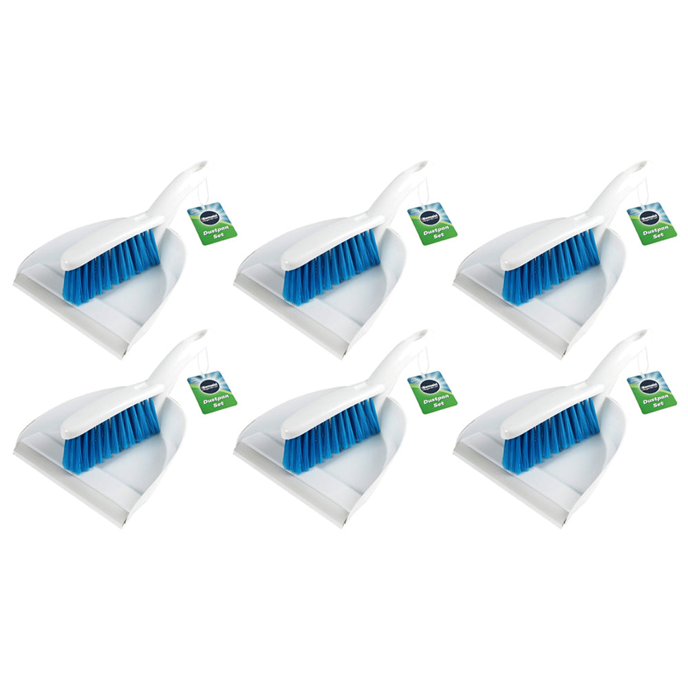 Kemasi Multipurpose Durable Dust Pan & Brush Set Bathroom Kitchen Cleaning (6 Pack)