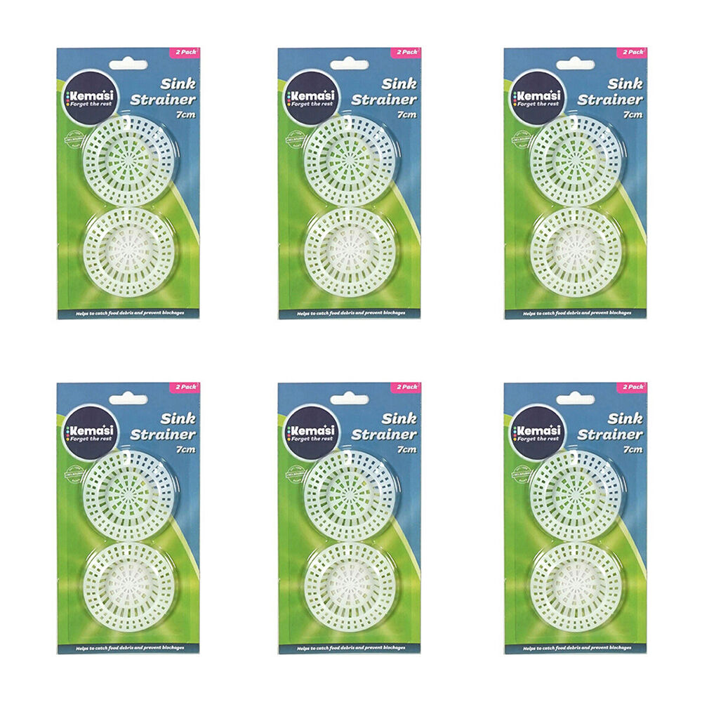 Kemasi 2pc Kemasi Kitchen/Bathroom Sink/Drain Cover Strainer Set 7cm White (6 Pack)