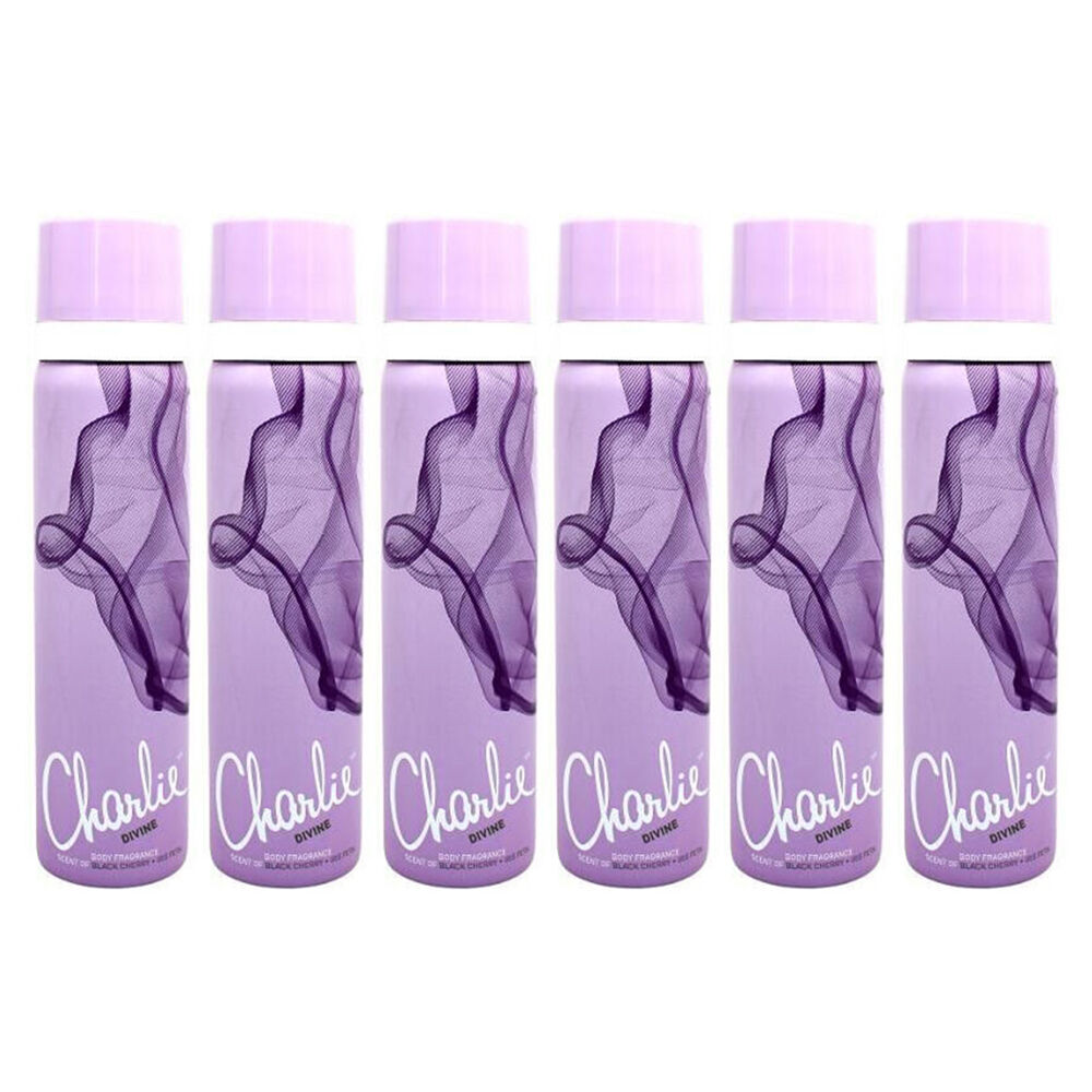 Charlie Divine Women's Body Spray Mist 75ml Black Cherry Iris Petal (6 Pack)