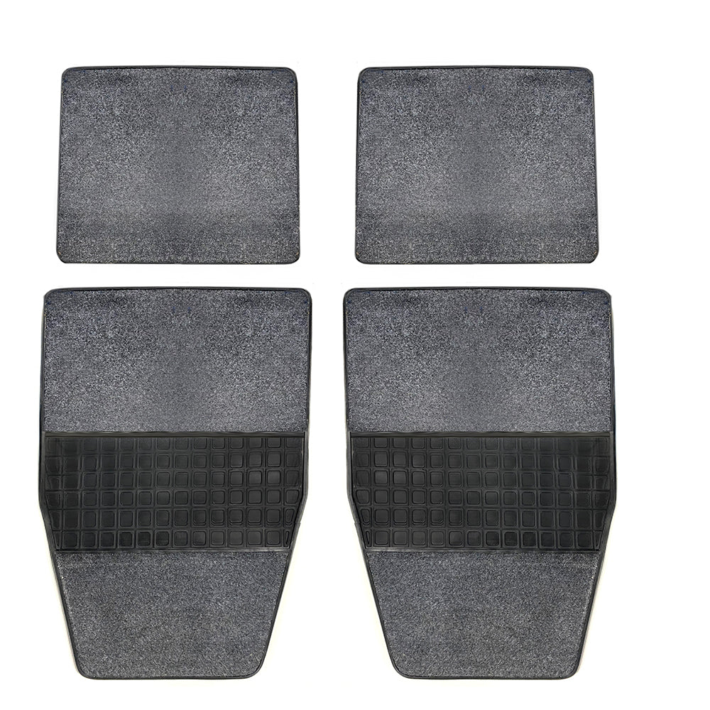 Generic Rubber/Carpet Car Floor Mats/Floormat Front/Back Rear Seat Large Black/Grey (4 Pieces)