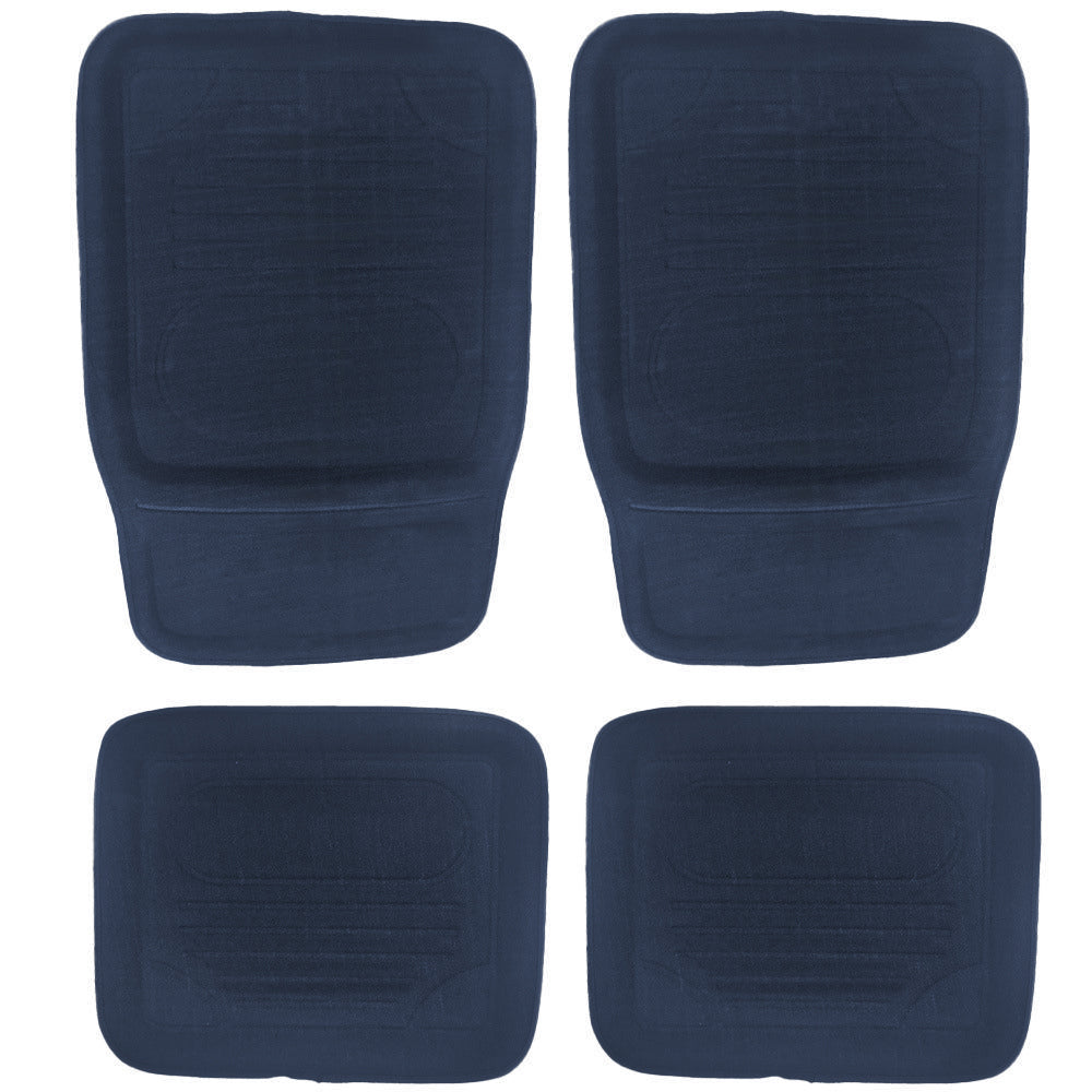 Unbranded Universal Car Floor Mats Durable Tray Style 4 Set Front/Back Large Non-Skid Navy