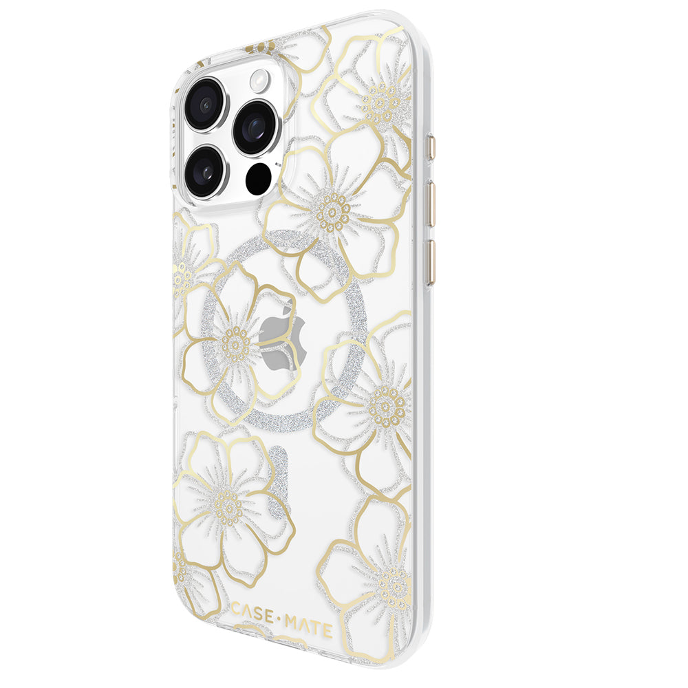 Case-Mate Clear/Gold Floral Gems MagSafe Case For Apple iPhone 16 Pro Max — image 3