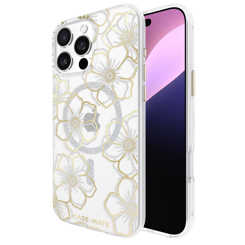 Case-Mate Clear/Gold Floral Gems MagSafe Case For Apple iPhone 16 Pro Max — image 6