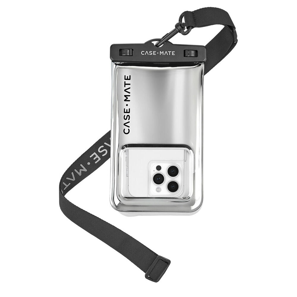 Case-Mate Waterproof Floating Pouch Universal Outdoor Phone Case Silver Chrome
