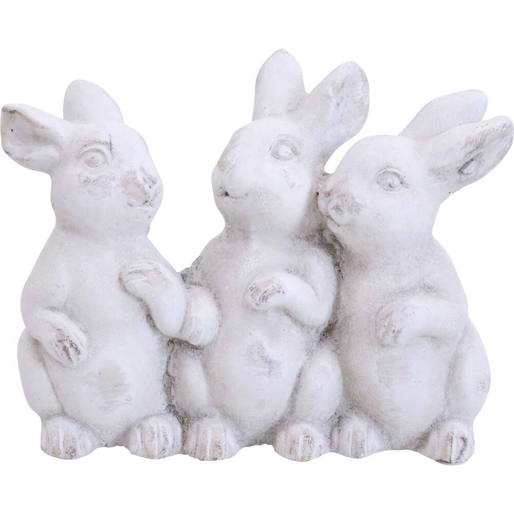 LVD Concrete Bunny Chatter Sculpture Garden/Patio Decor 17.5x14.5cm White (2 Pack) — image 2