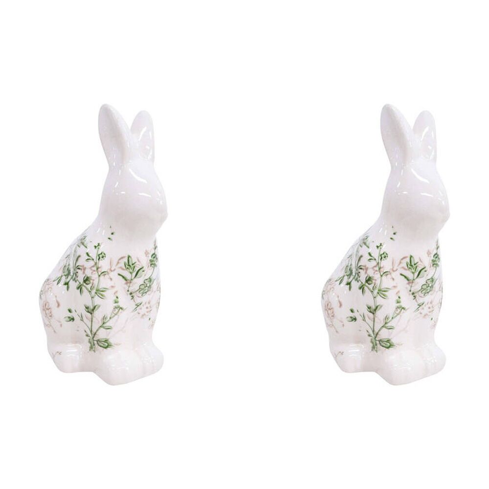 LVD Ceramic Rabbit Figurine Home Tabletop Ornament Decor 13x20.5cm Evergreen (2 Pack)