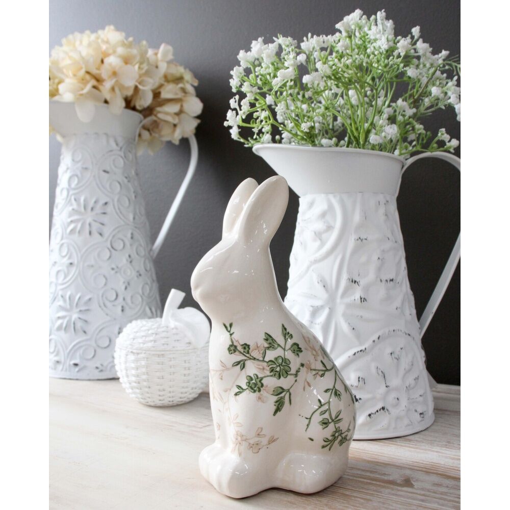 LVD Ceramic Rabbit Figurine Home Tabletop Ornament Decor 13x20.5cm Evergreen (2 Pack) — image 3