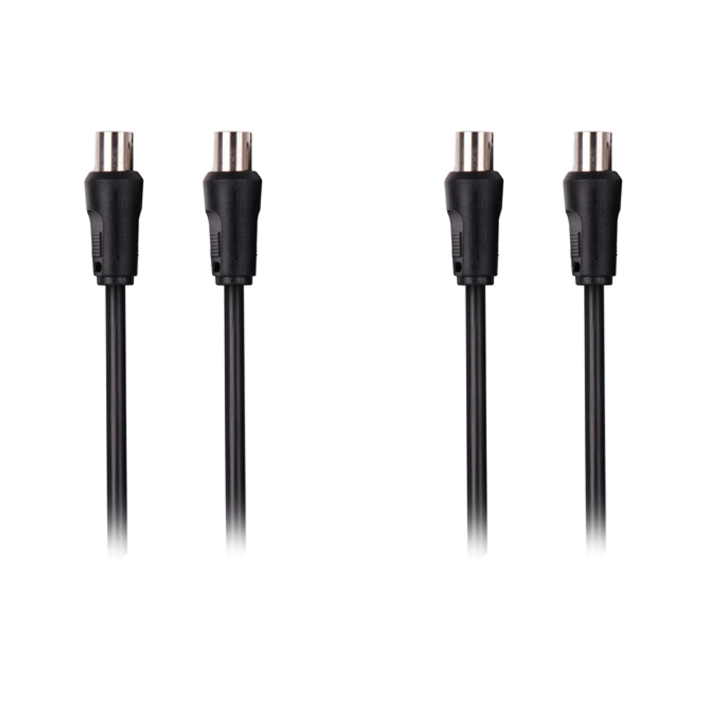 Crest 1.5m Dual Shield Male TV Antenna Cable - Black (2 Pack)