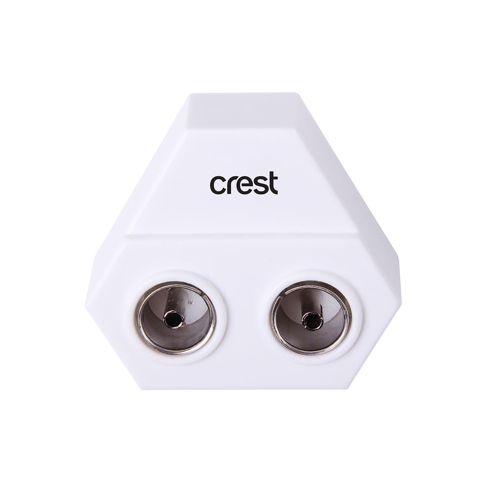 Crest Right Angle Television Antenna Splitter Adapter Male to 2x Female White