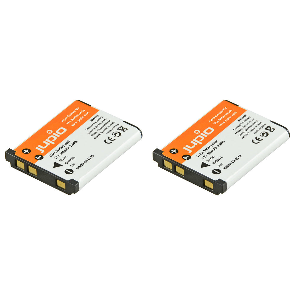 Jupio Li-Ion 3.7V 650mAh Rechargeable Battery For Nikon EN-EL10 Digi Camera (2 Pack)