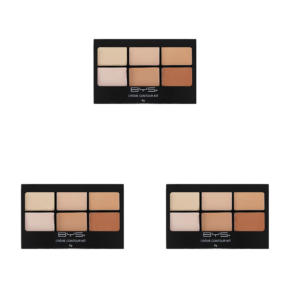BYS Creme Contour Is Key Creamy Palette 6g Highlight Makeup w/ 6 Shades (3 Pack)