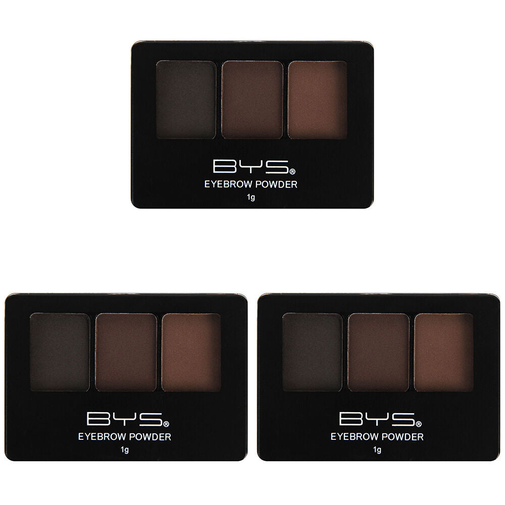 BYS Eyebrow Powder Trio Bold Brows Shape/Blend Facial Beauty Makeup (3 Pack)