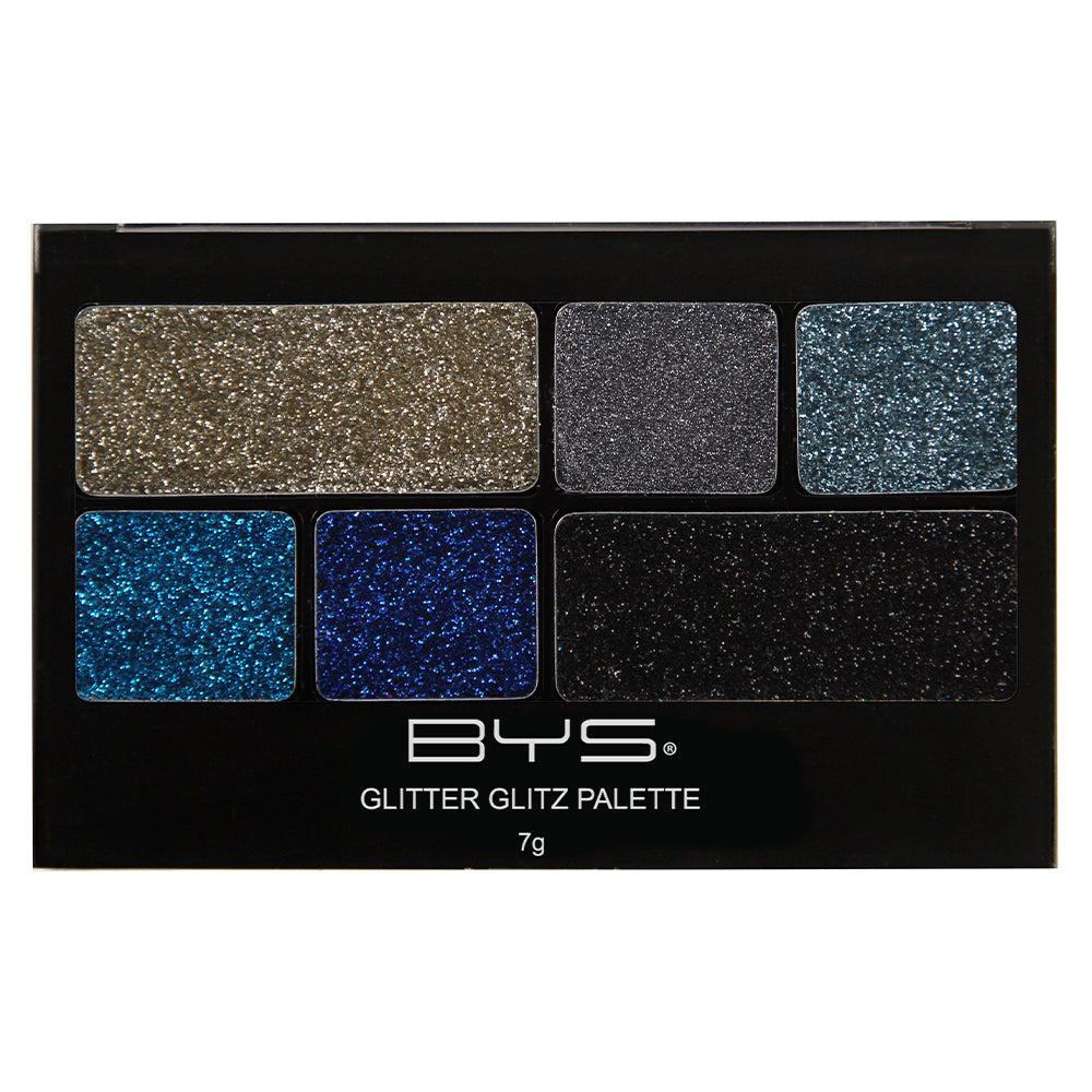 BYS Glitter Glitz 7g Gel Base Makeup/Cosmetic Beauty Palette Azure Blue 6 Shades — image 2