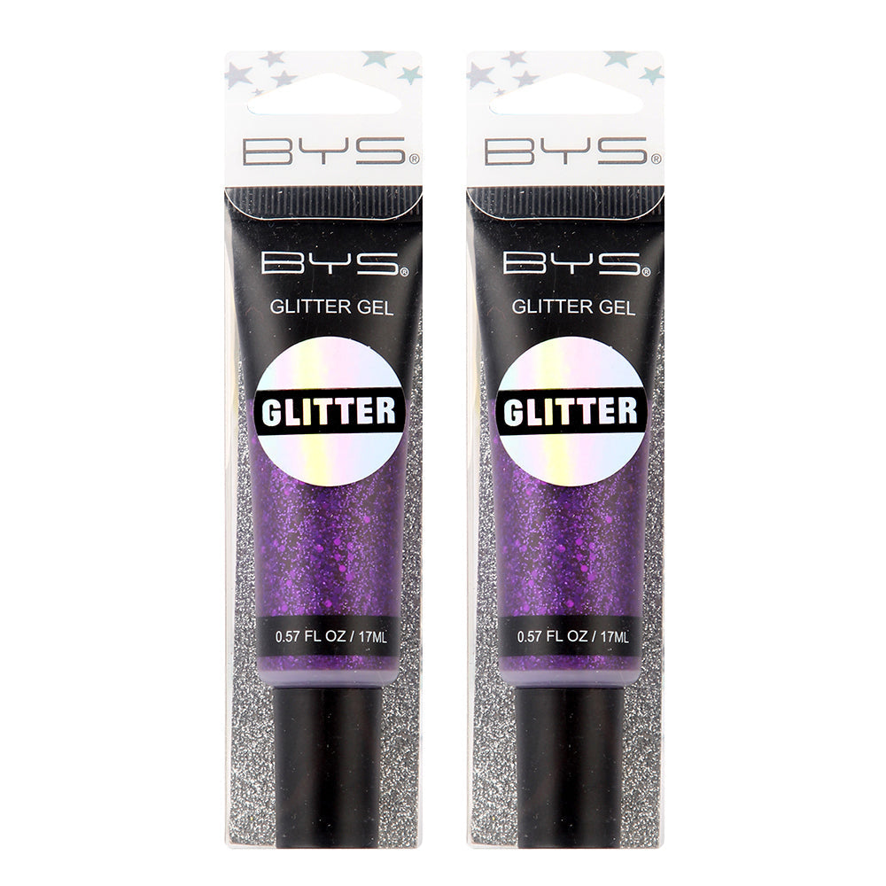 BYS Purple Glitter/Sparkle 17ml Makeup/Cosmetics/Beauty Hair Quick Dry/Set (2 Pack)