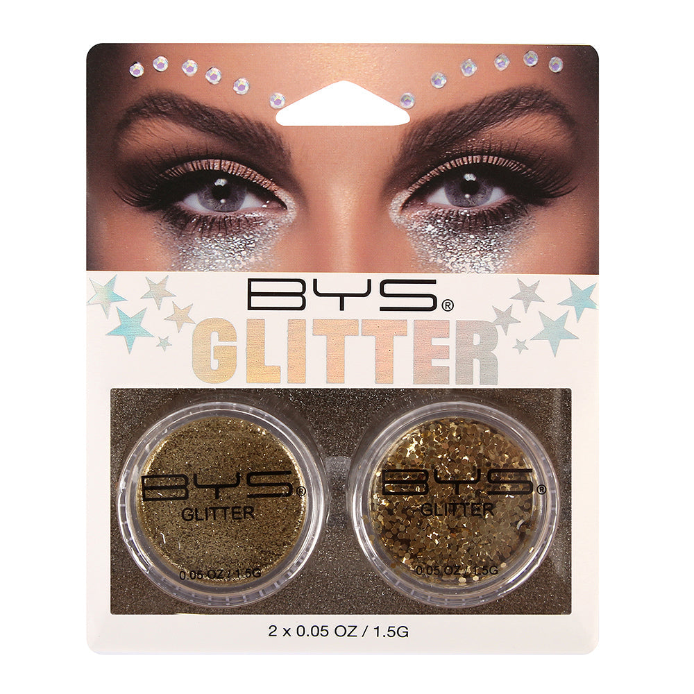 BYS 1.5g Loose Glitter Duo Gold Sparkle Eye Makeup/Cosmetic/Beauty Skin/Hair (2 Pieces)