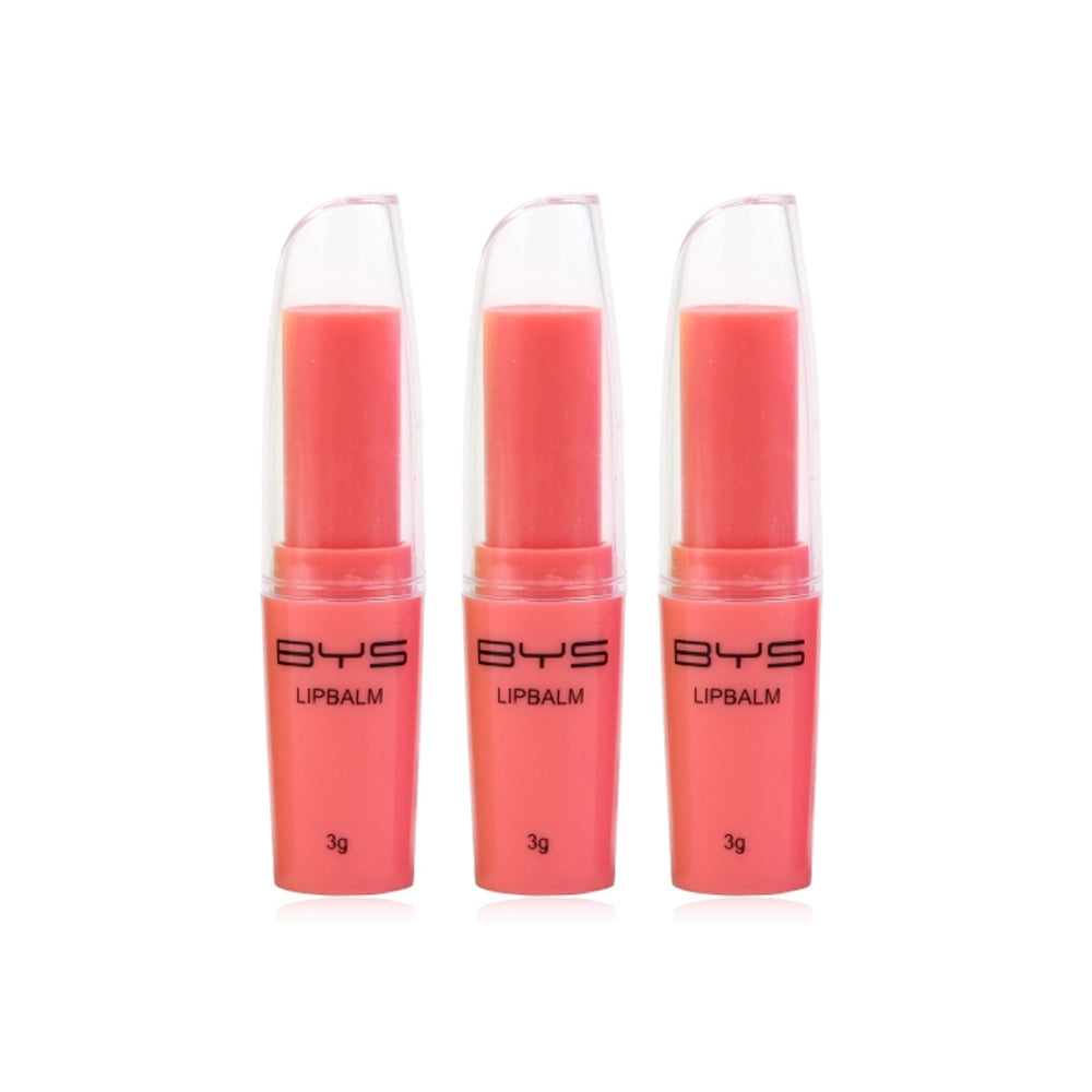 BYS Fruity Raspberry Chapped Lipbalm Cosmetic Beauty Scent Makeup w/Lid Red (3 Pack)