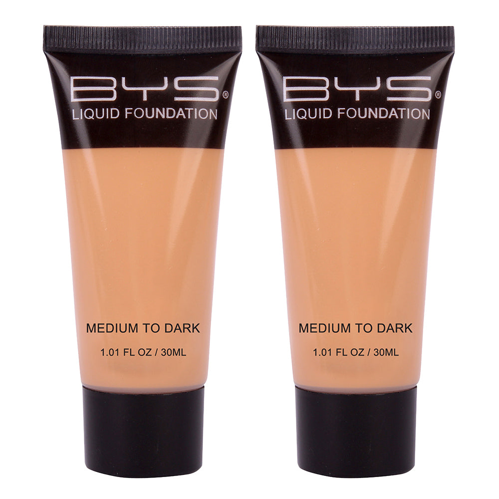BYS Tube 30ml Liquid Foundation Cream Blendable Makeup Cosmetics Medium/Dark (2 Pack)
