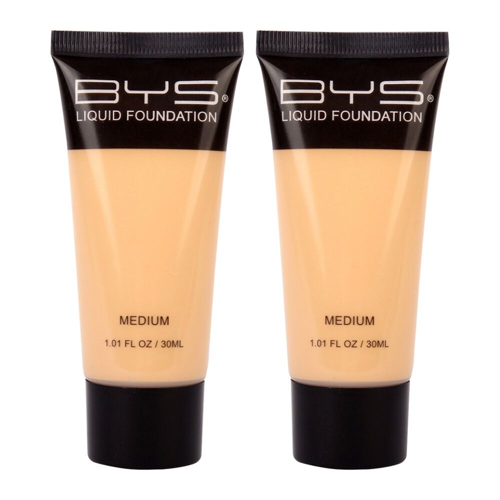 BYS Tube 30ml Liquid Foundation Creamy Blendable Makeup Face Cosmetics Medium (2 Pack)