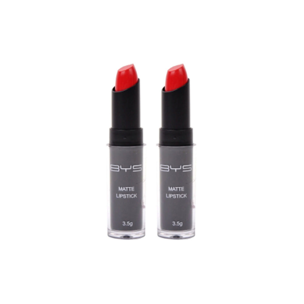 BYS 3.5g Matte Lipstick Velvet Cream Lip Colour Makeup Cosmetics Reddy Set Go (2 Pack)