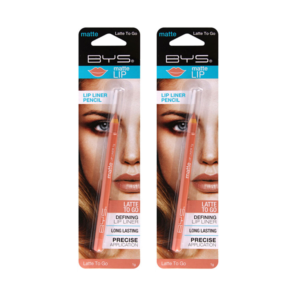 BYS Matte Lip Liner Pencil Makeup Latte To Go 1g (2 Pack)