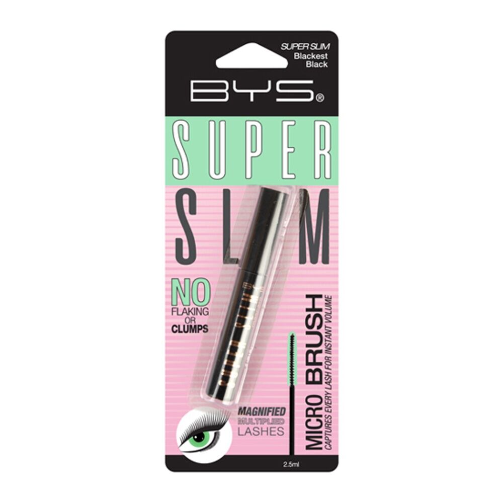 BYS Super Slim Mascara Beauty Eyelash Cosmetic Eye Makeup Blackest Black 2.5ml