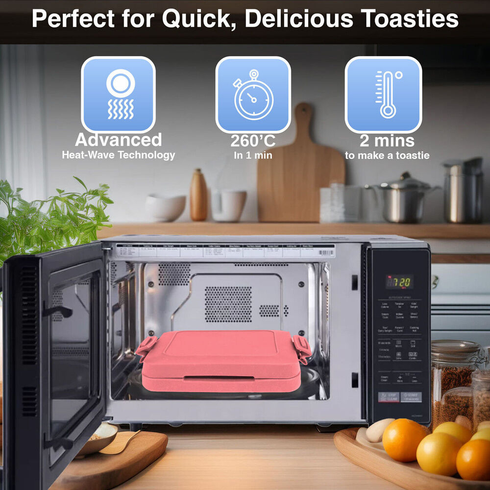Laser Microwave Toastie Maker Flamingo Dishwasher Safe Non-Stick Pink — image 3
