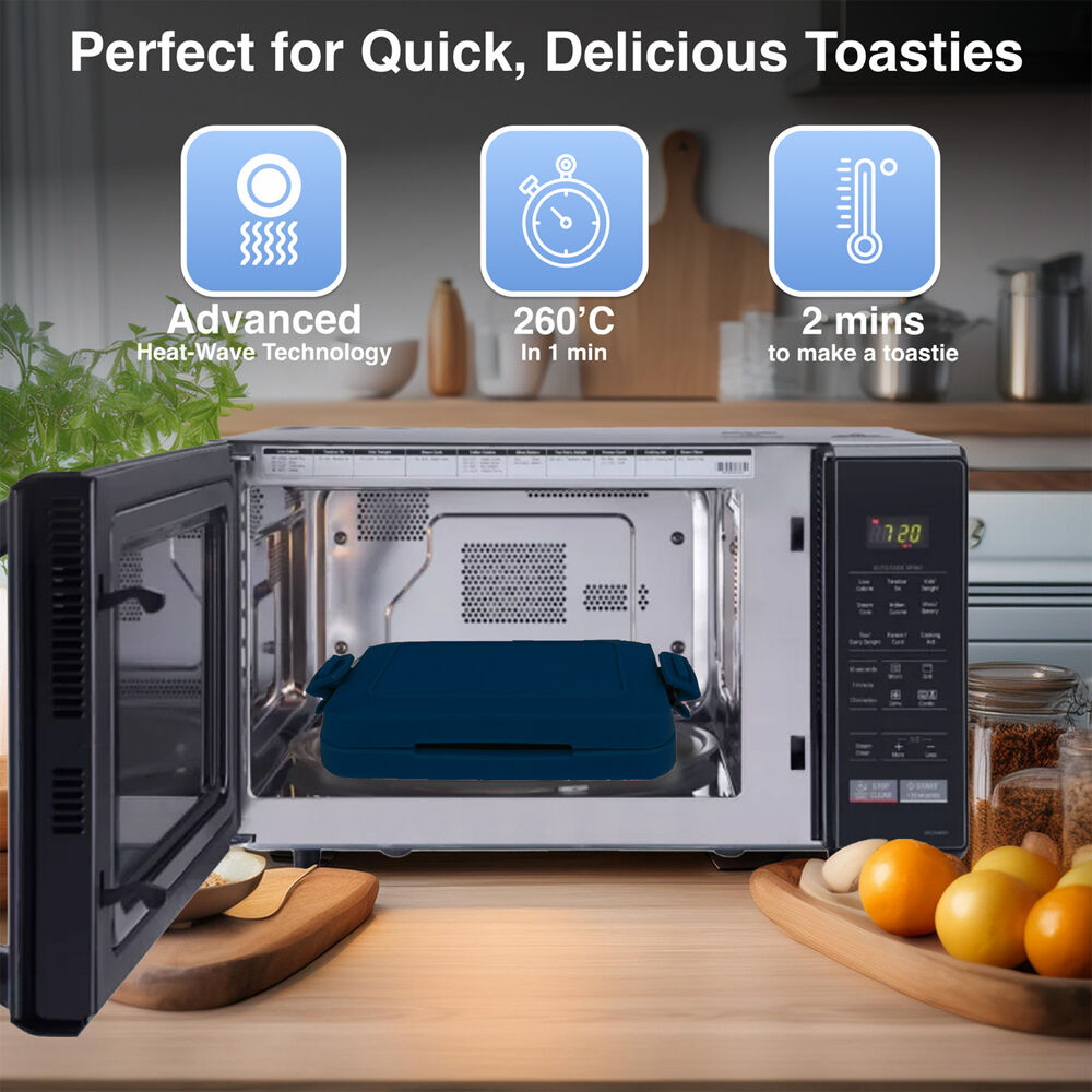 Laser Blue Non-Stick Dishwasher Safe Heatwave Technology Microwave Toastie Maker — image 6