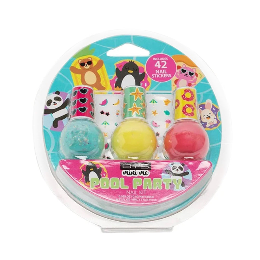 BYS 3pc BYS Mini Me Kids Colour Enamel Nail Polish & Sticker Kit Pool Party 3y+ (2 Pack) — image 2