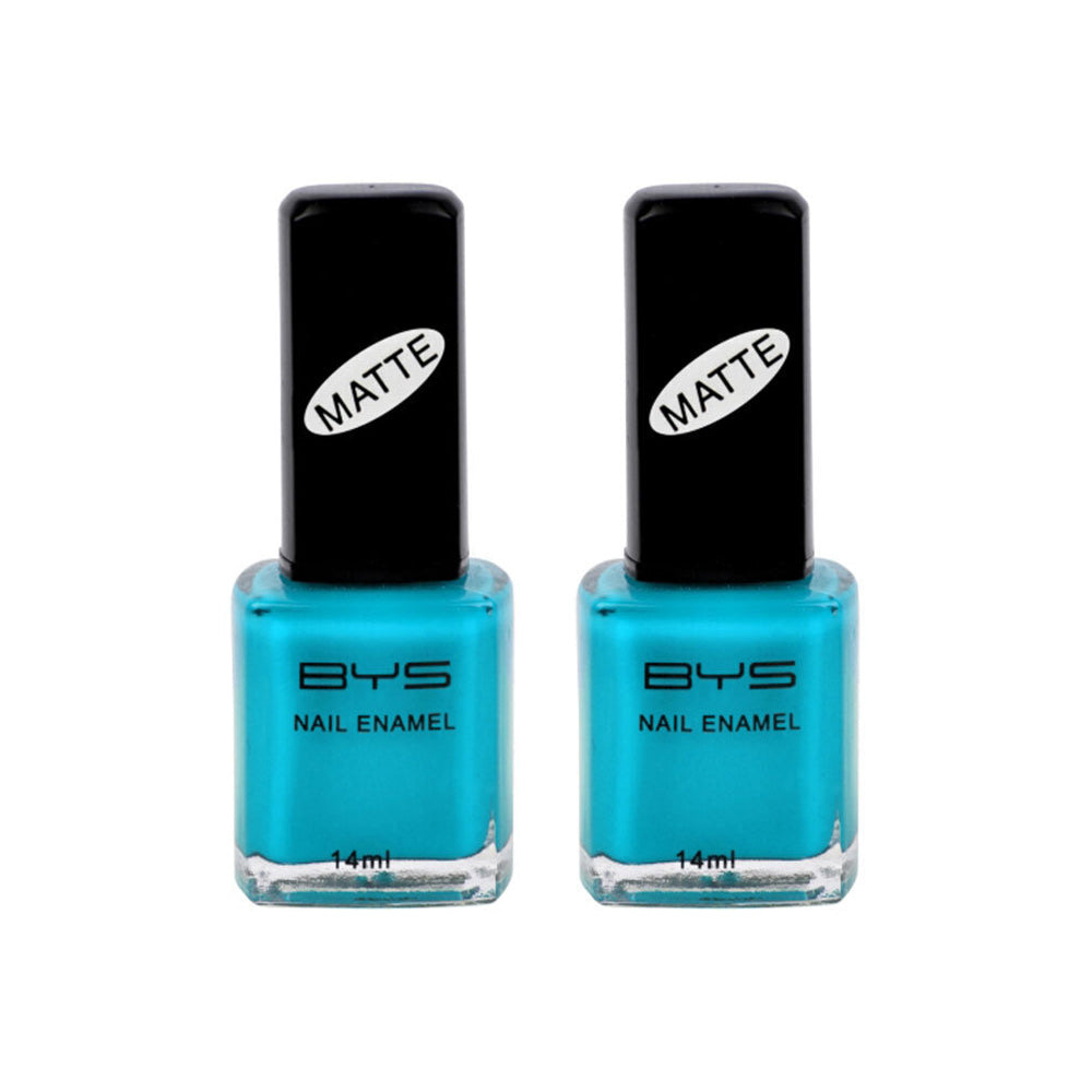 BYS Matte Aqua Nail Polish Enamel Lacquer Long Wearing Quick Drying 14ml Blue (2 Pack)