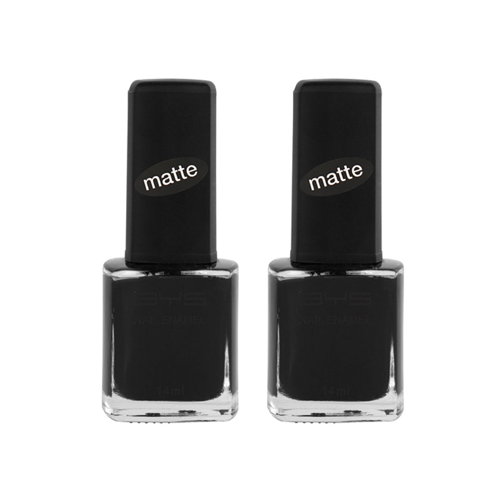 BYS Matte 14ml Nail Polish Enamel Lacquer Chip Resistant Lasting Quick Dry BK (2 Pack)