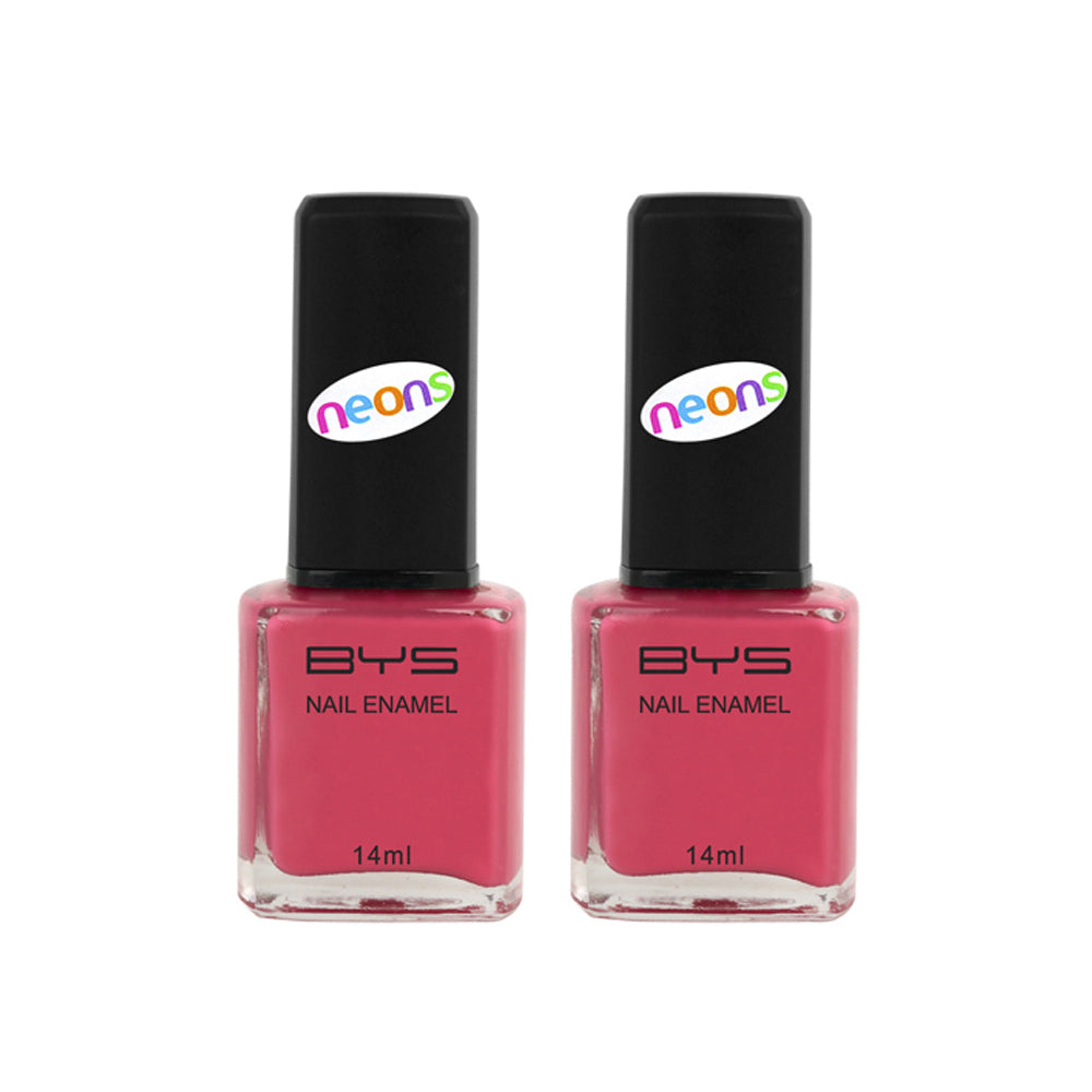 BYS Matte Pink Nail Polish Enamel Lacquer Chip Resistant Neon Quick Dry 14ml (2 Pack)