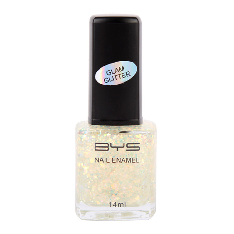 BYS 14ml Nail Polish Glam Glitter Prism Lights White (2 Pack) — image 2