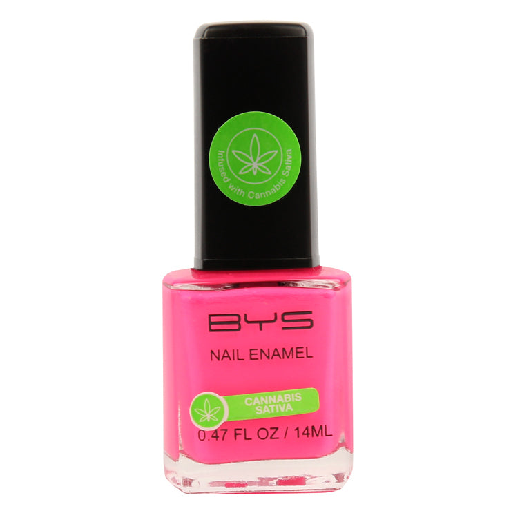 BYS Nail Polish W/Cannabis Sativa Oil Enamel Lacquer Gloss Quick Dry 14ml Pink — image 2