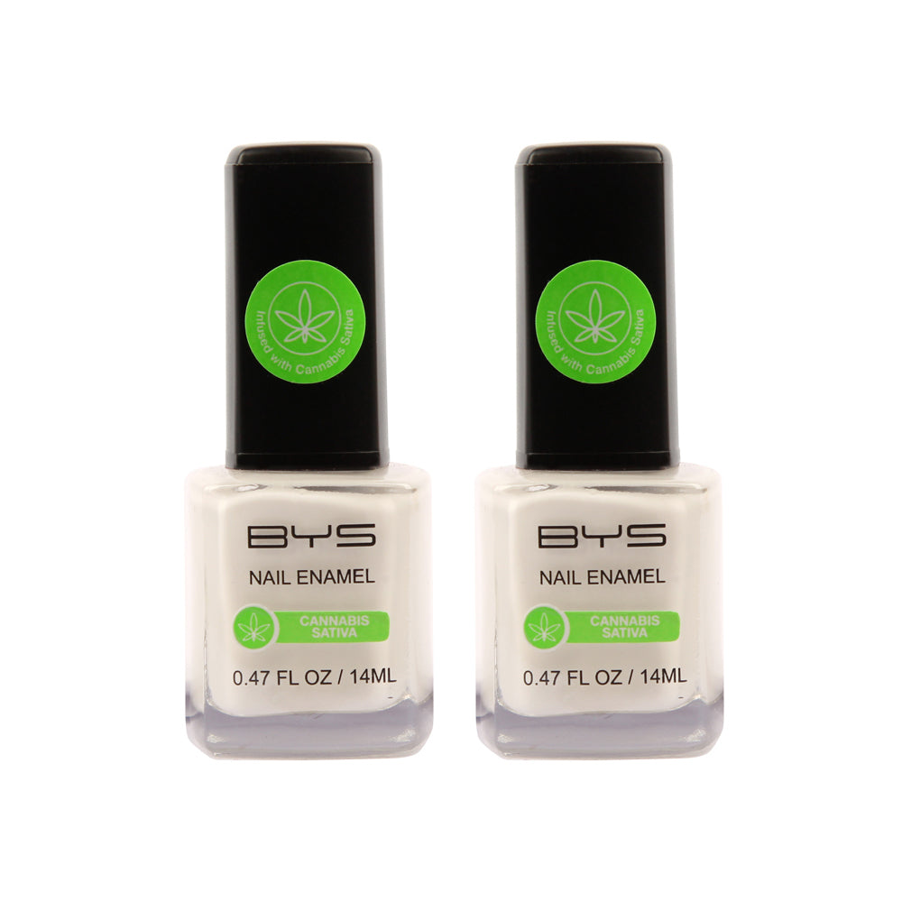 BYS 14ml Nail Polish W/Cannabis Sativa Oil White (2 Pack)