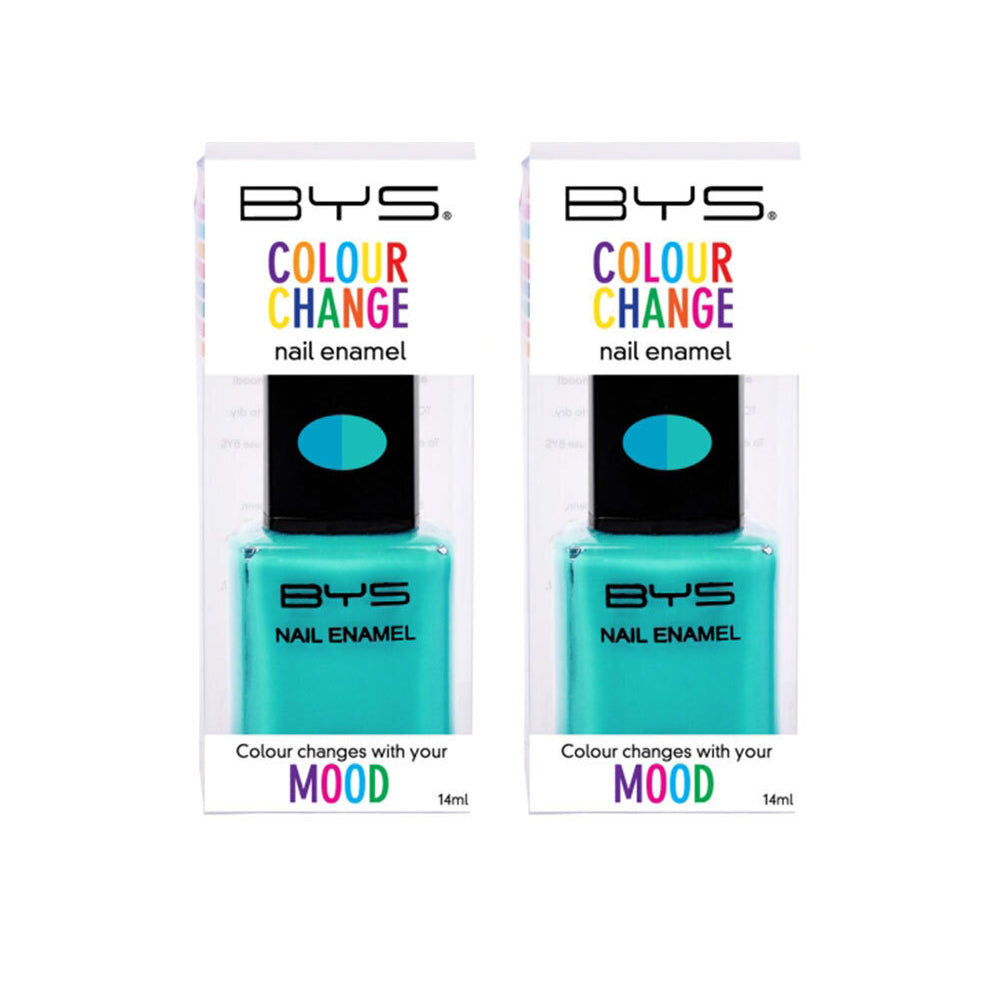 BYS Colour Change Blue Nail Polish Enamel Lacquer Long Wearing Quick Dry 14ml (2 Pack)