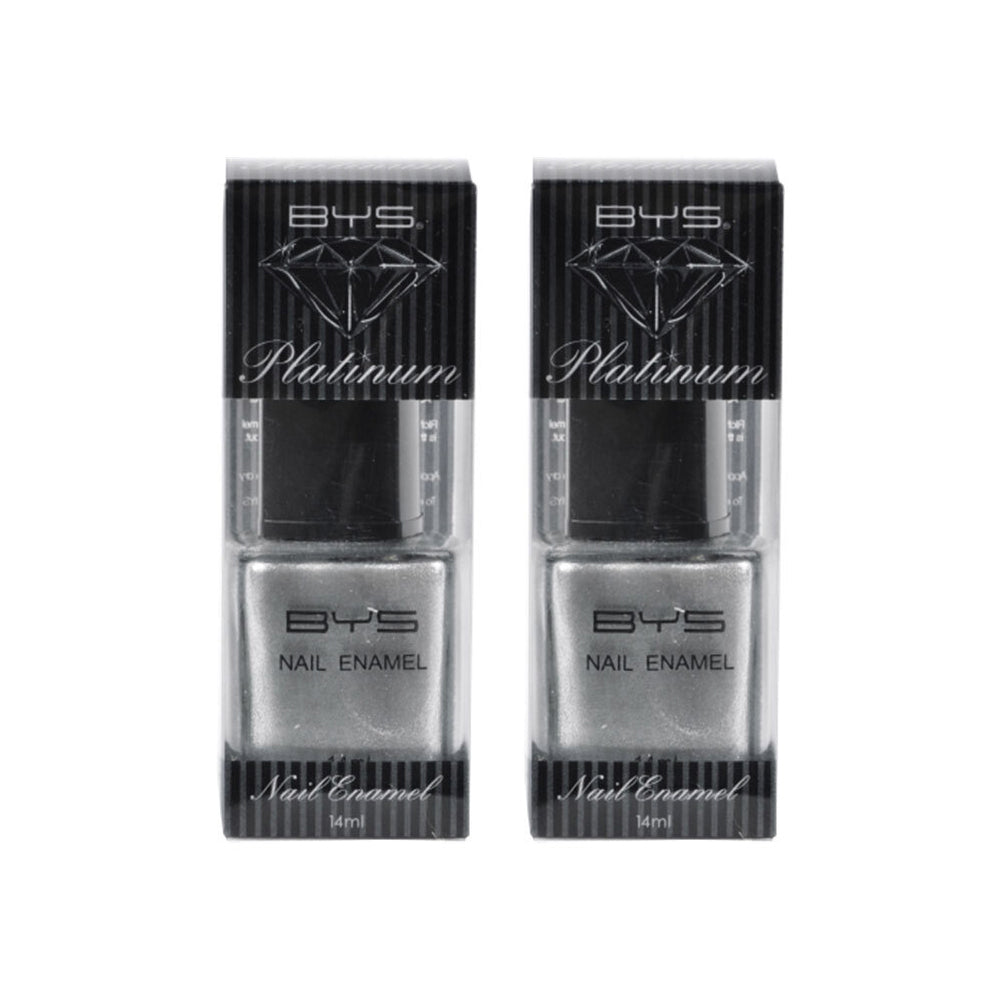 BYS 14ml Nail Polish Platinum Metallic Silver (2 Pack)
