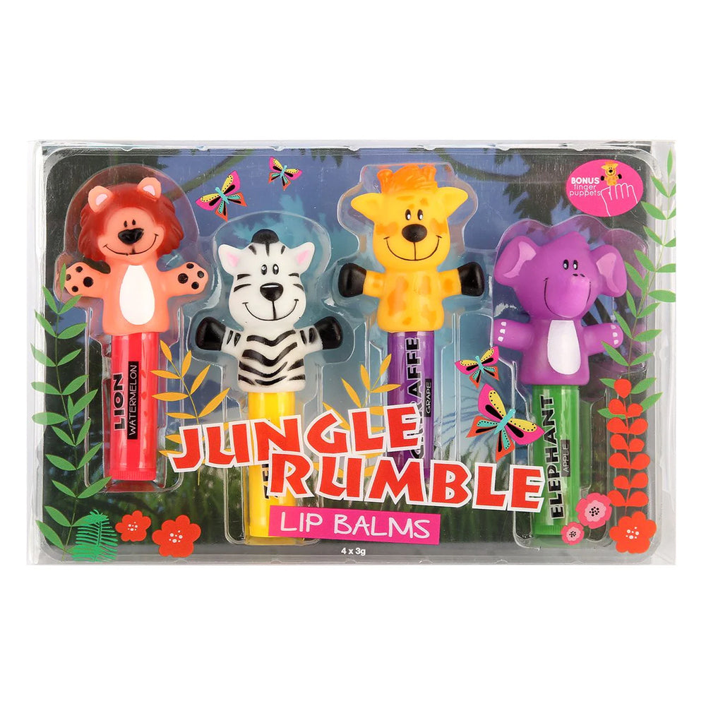 Jungle Rumble Kids/Childrens Scented Lipbalm/Lip Care w/Finger Puppet 3y+ (8 Pieces) — image 2