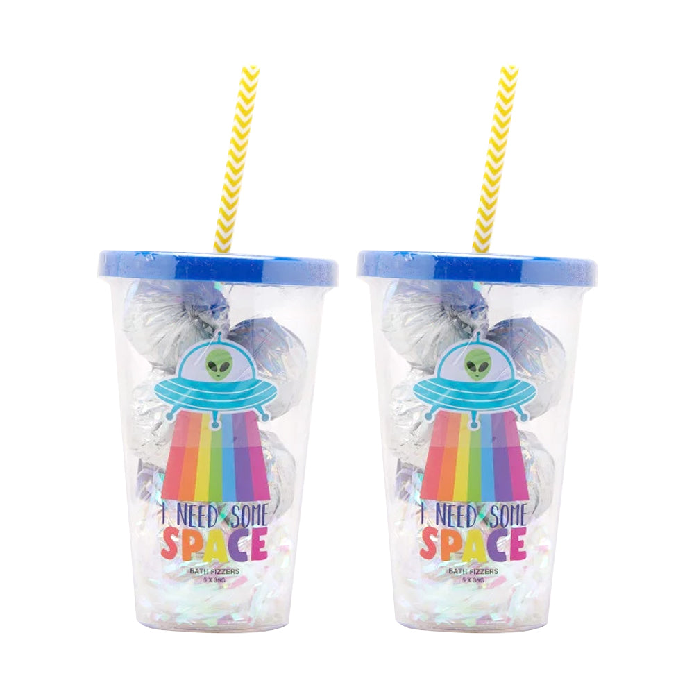I Need Some Space 35g Kids Bathtime Fizzers w/Reusable Drinking Cup 3y+ (2 Pack)