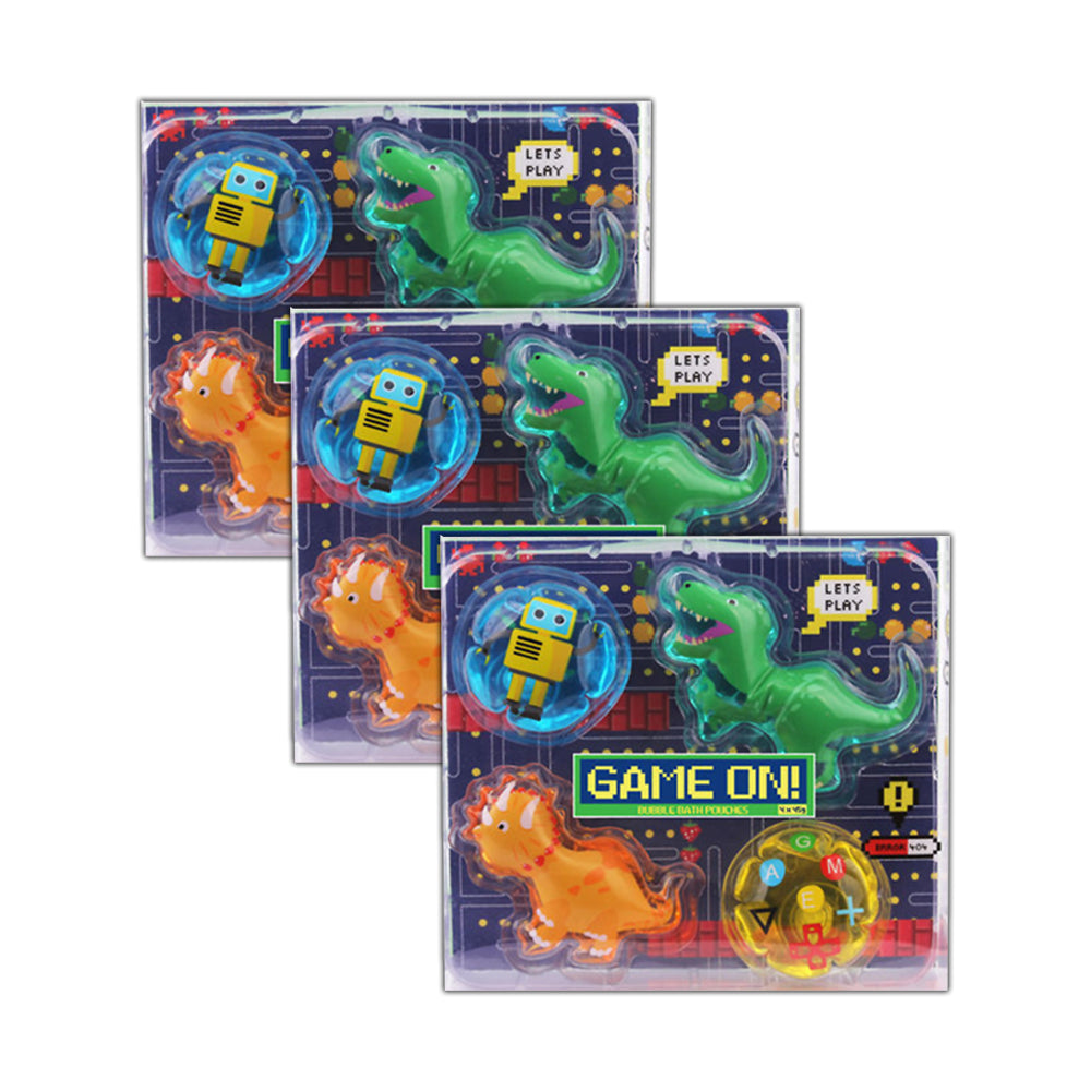 Game On 45g Dinosaur Childrens/Kids Bubble Bath/Bathtime Liquid Pouch 3y+ (12 Pieces)